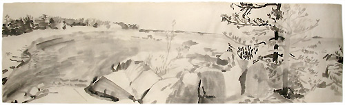 Canada, Georgian Bay, ink painting, 41 x 142 cm, 2007