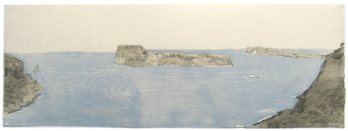 Kueste, Kreta, japanischer Holzschnitt, 24 x 67 cm, 2009