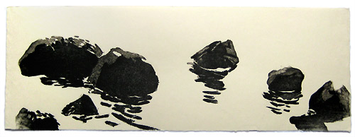 Ostsee, Steine, japanischer Holzschnitt, 24 x 67 cm, 2009