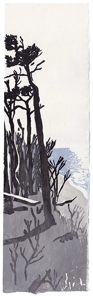 West Beach, Japanese woodblock print, 77 x 23 cm, 2016