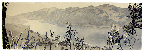 Columbia River 2, Japanese woodblock print, 33 x 97 cm, 2018