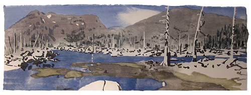 Desolation Valley, Japanese woodblock print, 33 x 97 cm, 2018