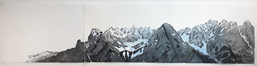 Mountains 1, Japanese woodblock print, 33 x 135, 2025