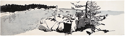 Kanada, Georgian Bay, japanischer Holzschnitt, 41 x 142 cm, 2007