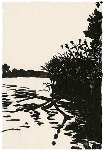 Nah an der Insel, japanischer Holzschnitt, 33,5 x 23 cm, 2009