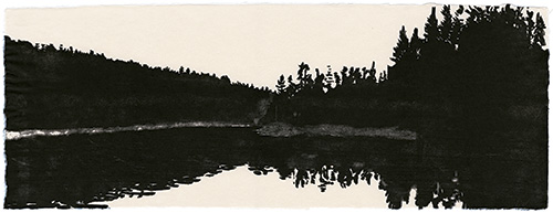 6 h morgens, japanischer Holzschnitt, 24 x 64 cm, 2010