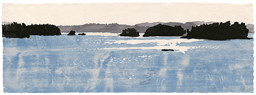 Licht auf dem Wasser, japanischer Holzschnitt, 24 x 67 cm, 2010