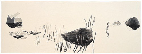 Maine, Steingarten, japanischer Holzschnitt, 33,5 x 97 cm, 2010