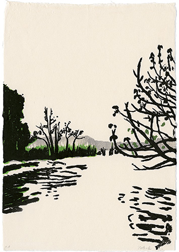 Serie Rückkehr, Frühling, japanischer Holzschnitt, 33,5 x 23,5 cm, 2010