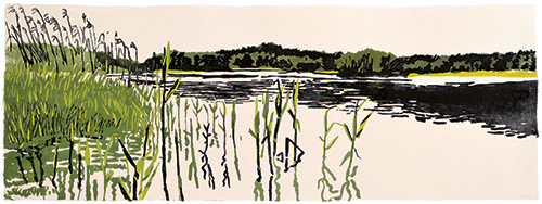 Serie Rückkehr, Sommer, japanischer Holzschnitt, 33,5 x 97 cm, 2010