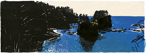 Cape Flattery, japanischer Holzschnitt, 24 x 67 cm, 2011