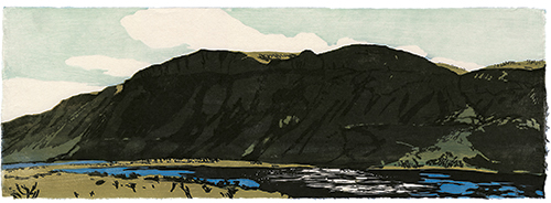 Soap Lake, Japanese woodblock print, 24 x 67 cm, 2011