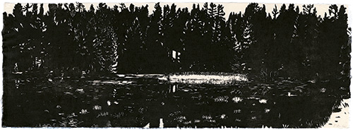 Quelle, japanischer Holzschnitt, 24 x 67 cm, 2011