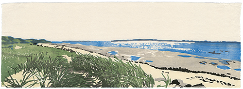 Watt, Nordsee, japanischer Holzschnitt, 24 x 67 cm, 2012