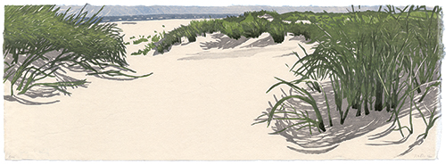 Duenen, Nordsee, japanischer Holzschnitt, 24 x 67 cm, 2012