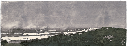 Nordsee, japanischer Holzschnitt, 24 x 67 cm, 2012