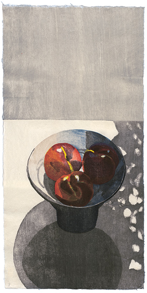 Nectarines, Japanese woodblock print, 62 x 30,5 cm, 2014