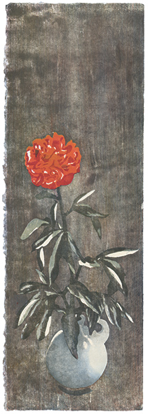 Peony 2, Japanese woodblock print, 92 x 31 cm, 2015