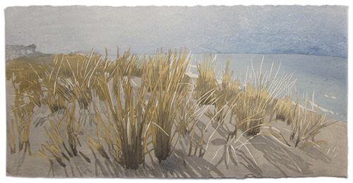 Ostsee Gräser 2, japanischer Holzschnitt, 33 x 67 cm, 2016