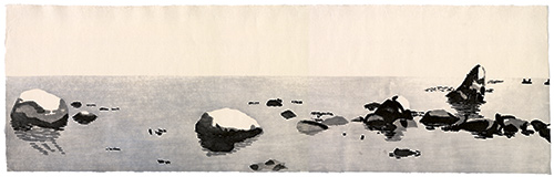 Ostsee, Steine, japanischer Holzschnitt, 31 x 97 cm, 2019