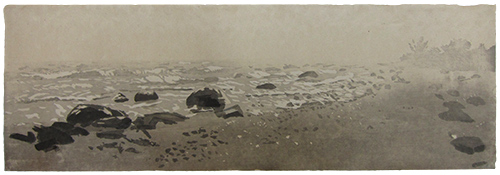 Nebel 1, japanischer Holzschnitt, 32 x 97 cm, 2020