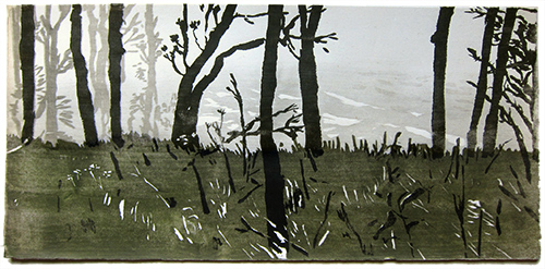 Nebel 2, japanischer Holzschnitt, 30 x 64 cm, 2020