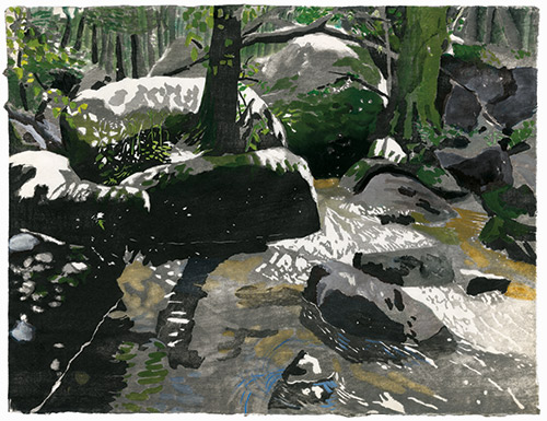 Brook 1, Japanese woodblock print, 42 x 56 cm, 2021